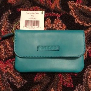 Vera Bradley Faux Leather Teal Change Purse NWT